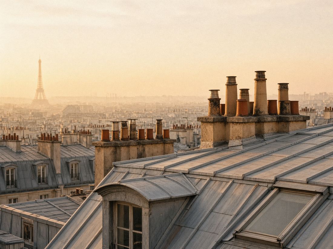 Toits de Paris sous un ciel clair